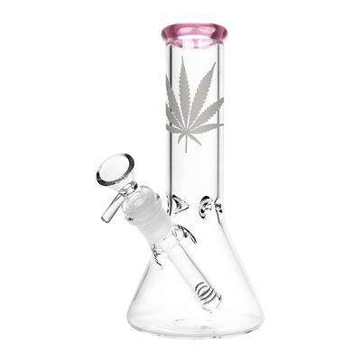 Classic Glass Silver Leaf Beaker Bong | Small | Pink