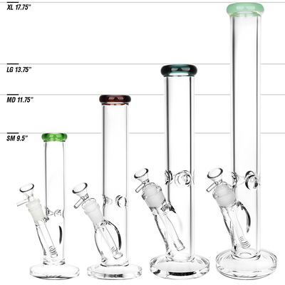 SeshGear Classic Glass Straight Tube Bong | Size Chart for Comparison