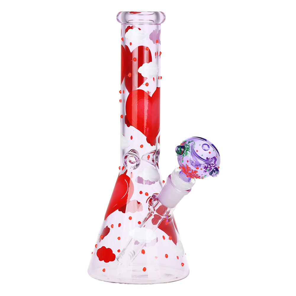 Cloudy Hearts Beaker Bong | Front View