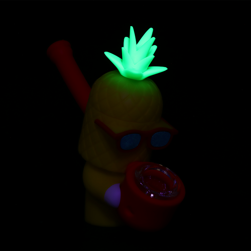 Cool Guy Pineapple Secret Stash Pipe | Glow in the Dark View
