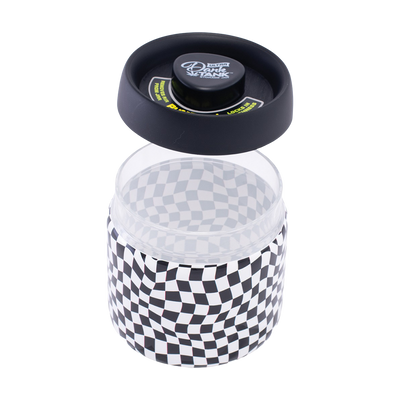 Dank Tank Vacuum Glass Jar | Checkerboard | Open View