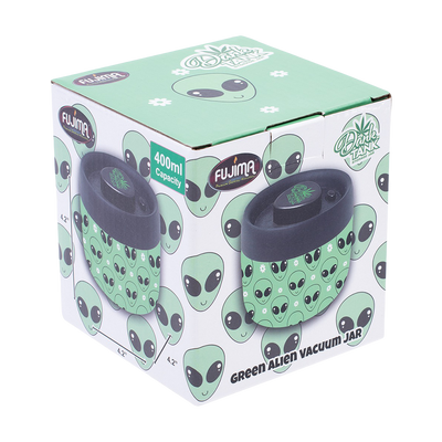 Dank Tank Vacuum Glass Jar | Green Alien | Packaging