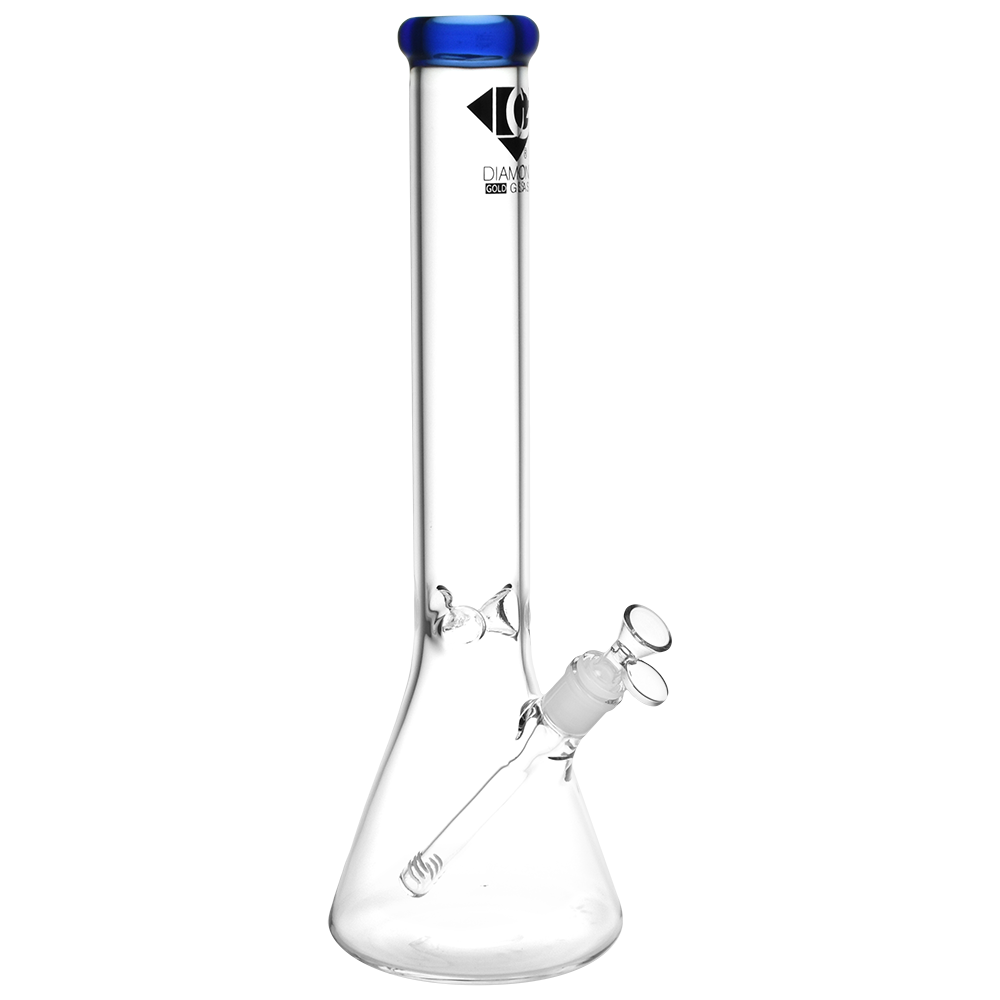 Diamond Glass Gold Classic Beaker Bong | Blue
