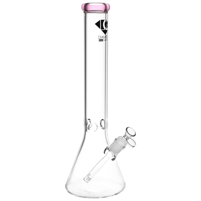 Diamond Glass Gold Classic Beaker Bong | Pink