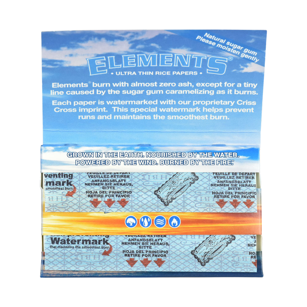 Elements Ultra Thin Rice Rolling Papers | Open Booklet