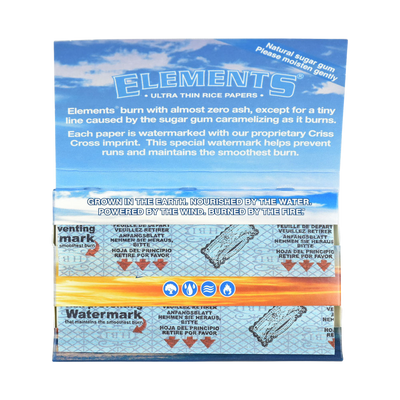 Elements Ultra Thin Rice Rolling Papers | Open Booklet