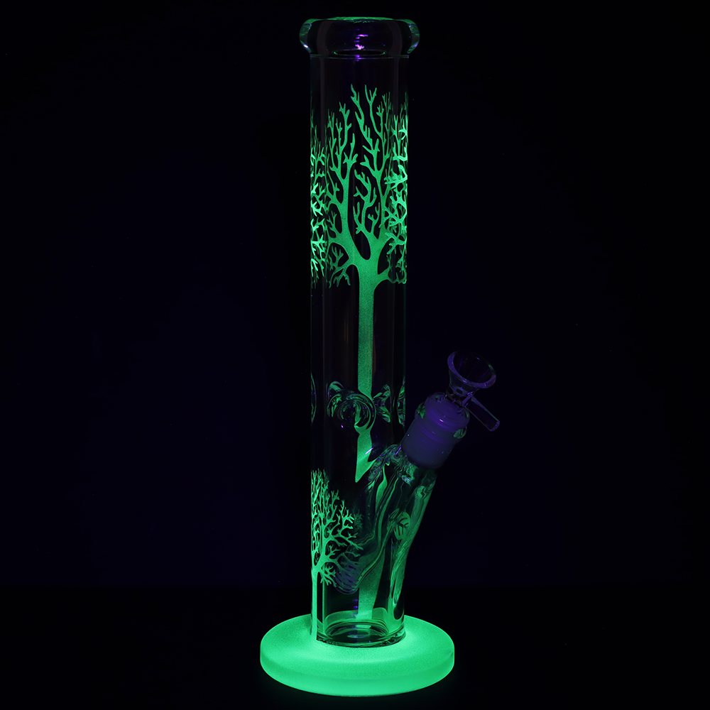 Forest Aglow Straight Tube Bong | Glow In The Dark Accents