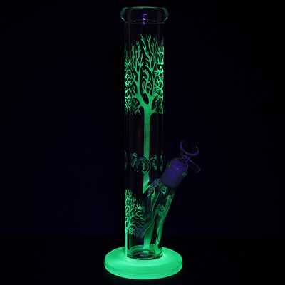 Forest Aglow Straight Tube Bong | Glow In The Dark Accents