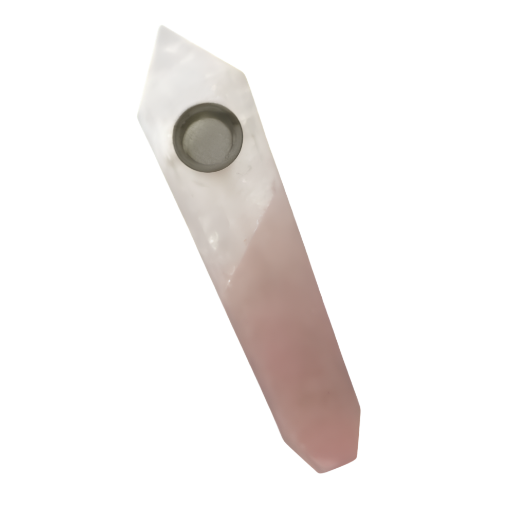 SeshGear Gemstone Hand Pipe | Clear Crystal Rose Quartz
