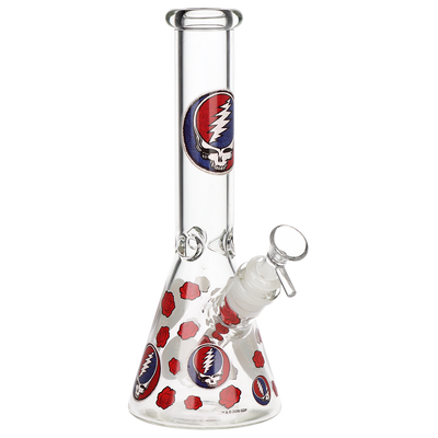 Grateful Dead x Pulsar Beaker Bong | Patchwork | Front View