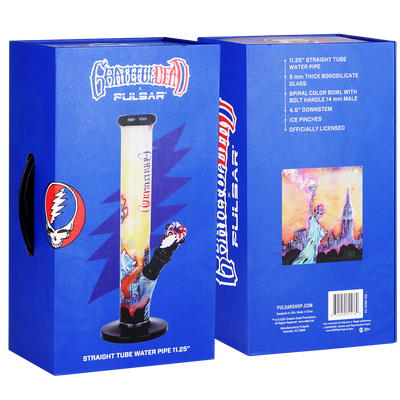 Grateful Dead x Pulsar Inside Print Straight Tube Bong | Freedom's Torch | Gift Box Packaging