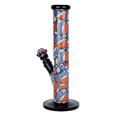 Grateful Dead x Pulsar Inside Print Straight Tube Bong | Stealie Collage | Back View