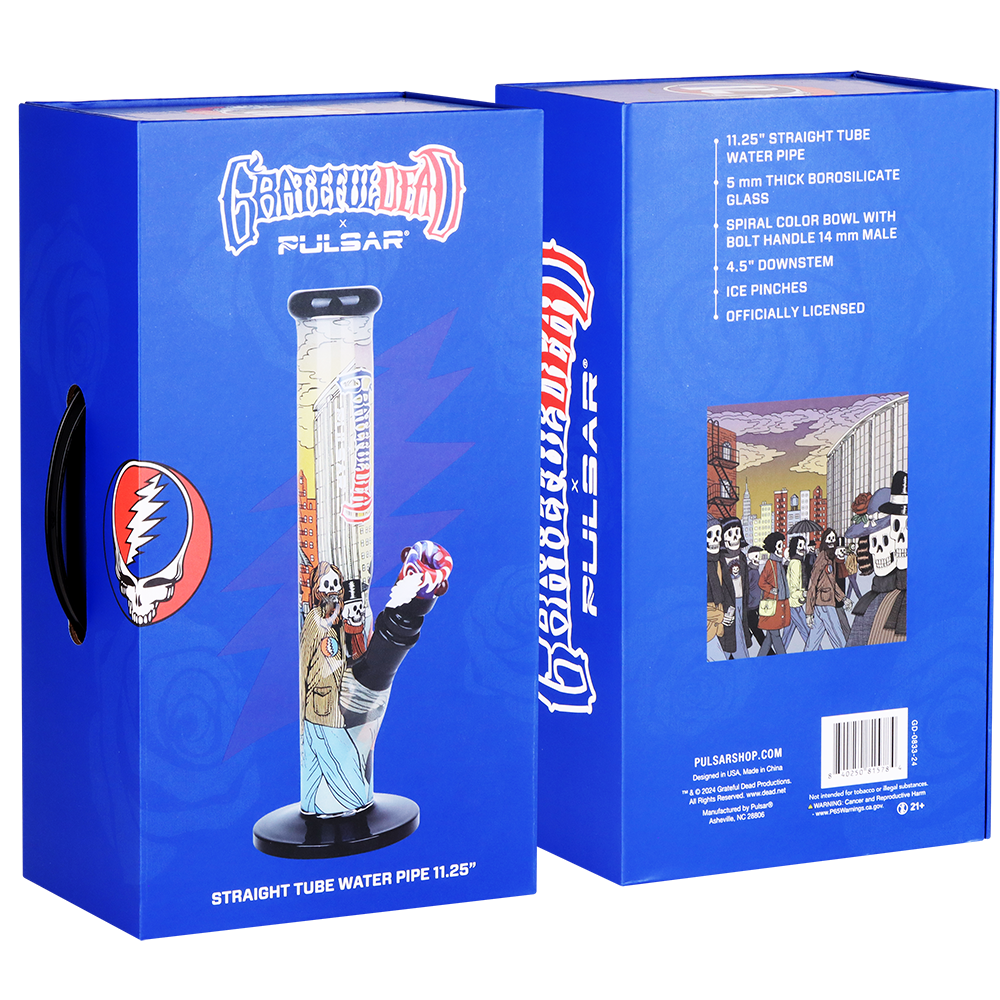 Grateful Dead x Pulsar Inside Print Straight Tube Bong | Street People | Gift Box Packaging