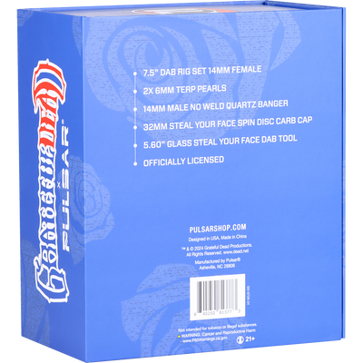 Grateful Dead x Pulsar Lightning Bell Dab Rig Set | Gift Box Packaging | Back