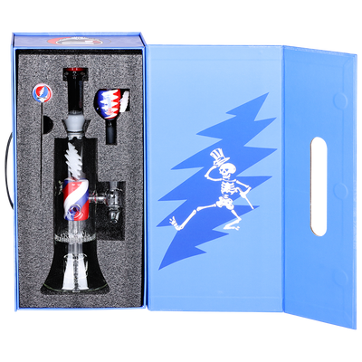 Grateful Dead x Pulsar Lightning Bolt Bong Set | Gift Box Packaging | Open View