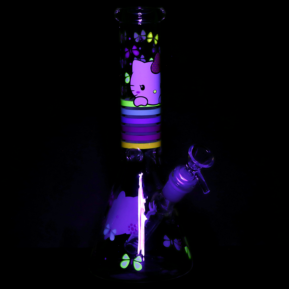 Greetings Kitty Beaker Bong | UV Reactive Accents