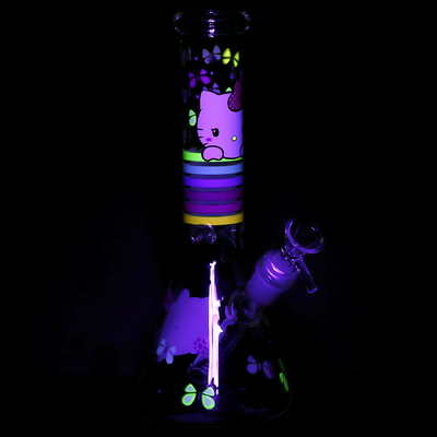 Greetings Kitty Beaker Bong | UV Reactive Accents