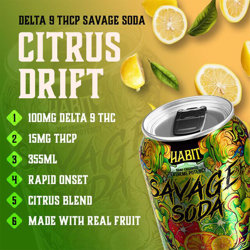 Habit D9 THC Savage Edition Soda | Citrus Drift | Information