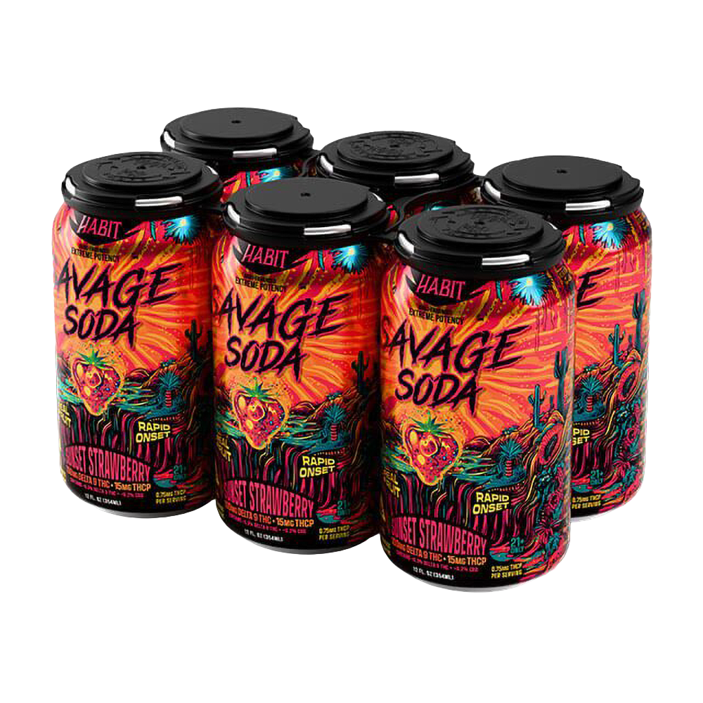 Habit D9 THC Savage Edition Soda | Sunset Strawberry | 6 Pack
