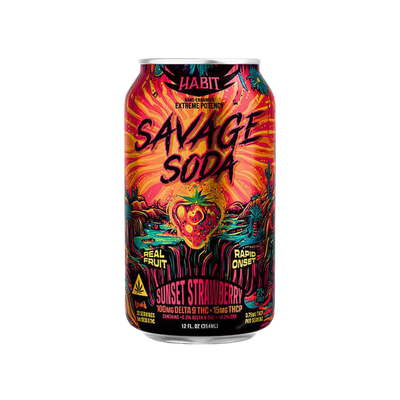 Habit D9 THC Savage Edition Soda | Sunset Strawberry | Individual Can