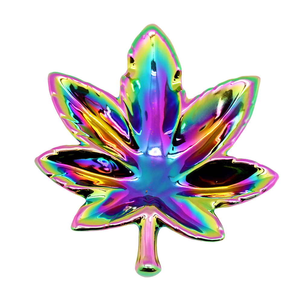 Iridescent Rainbow Leaf Ashtray