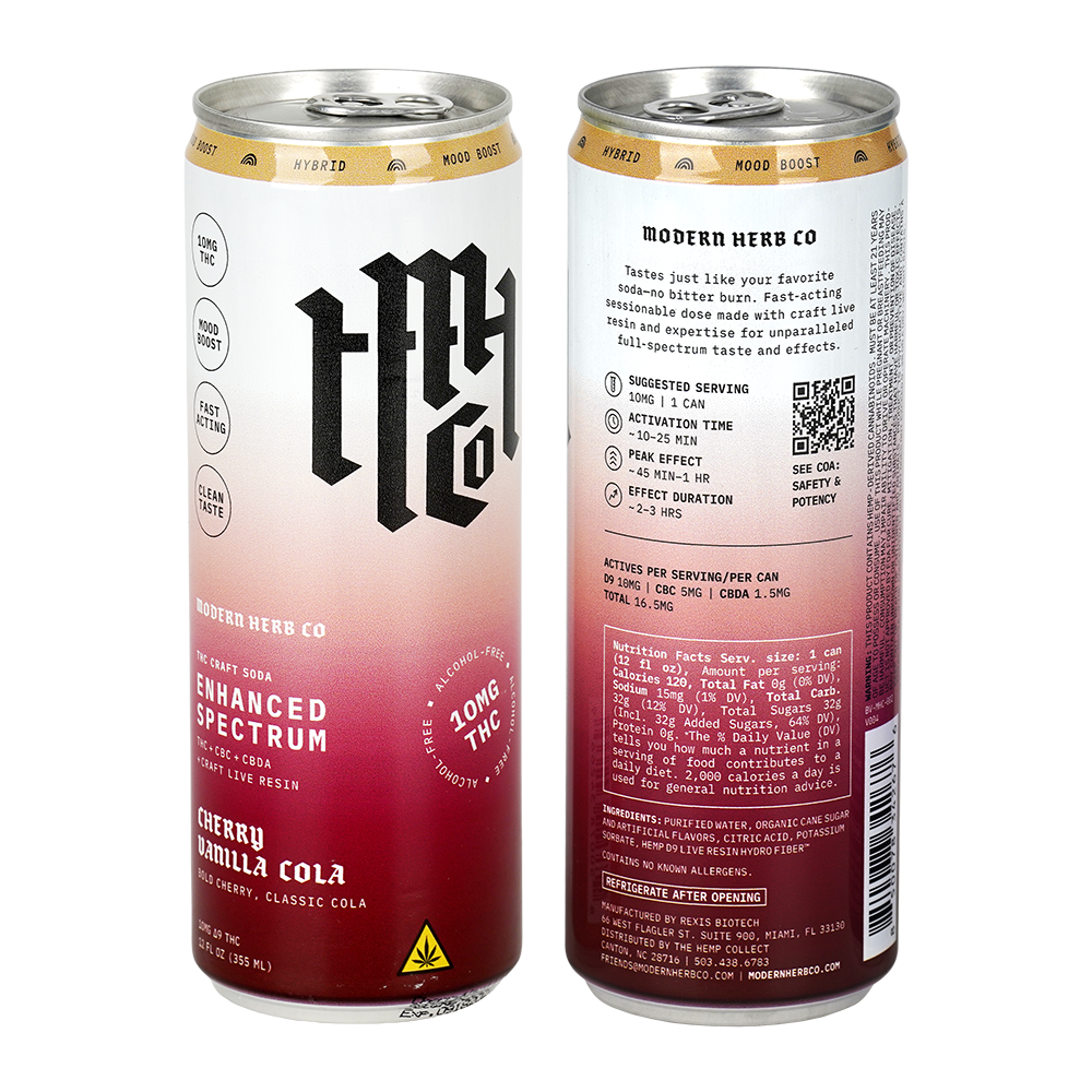Modern Herb Co D9 THC Craft Soda | Cherry Vanilla Cola | Individual Can