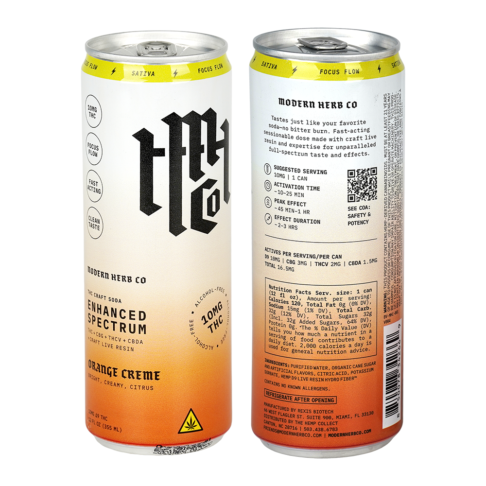 Modern Herb Co D9 THC Craft Soda | Orange Creme | Individual Can
