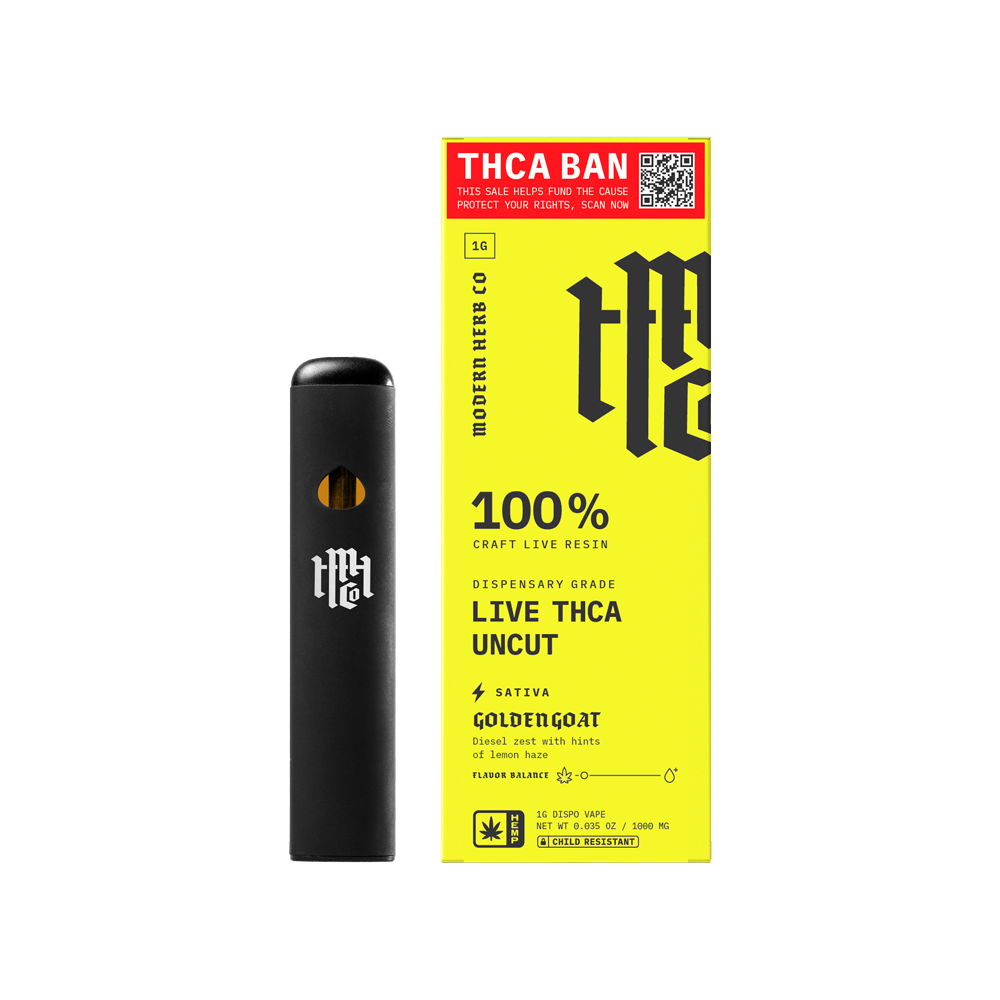 Modern Herb Co SAVE THCA Live Resin Uncut Disposable Vape | Golden Goat | 1 Gram