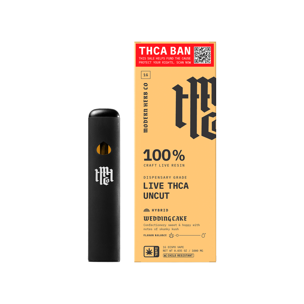 Modern Herb Co SAVE THCA Live Resin Uncut Disposable Vape | Wedding Cake | 1 Gram