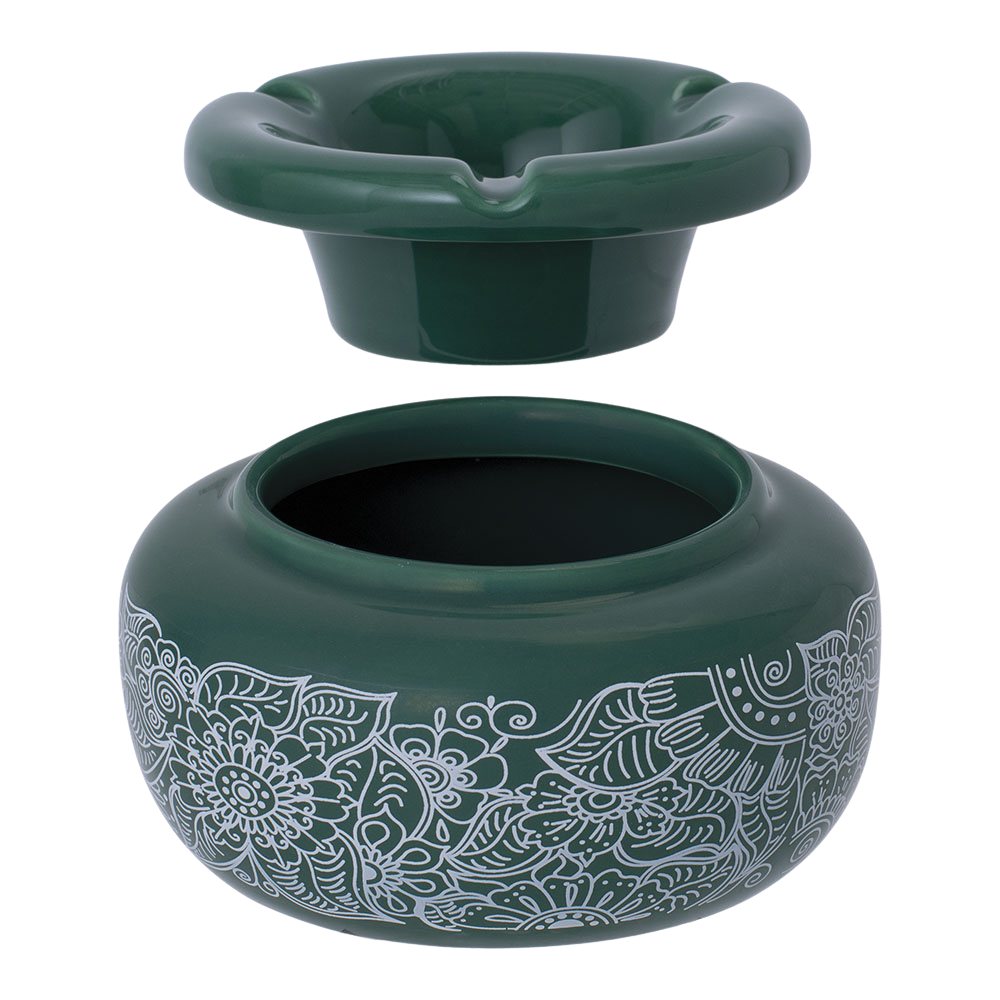 Moroccan Ceramic Ashtray | Floral Green | Pieces