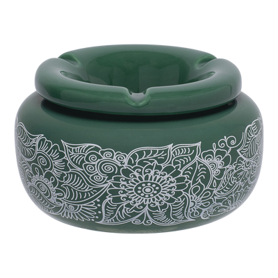 Moroccan Ceramic Ashtray | Floral Green