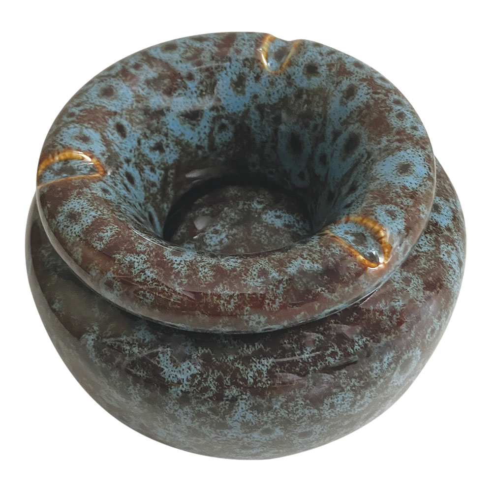 Moroccan Ceramic Ashtray | Reactive Blue | Top View