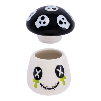 Mushroom Skull Ceramic Stash Jar | Open View