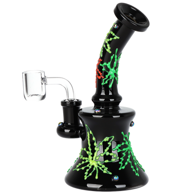 Neon Rasta Leaf Dab Rig | Back View