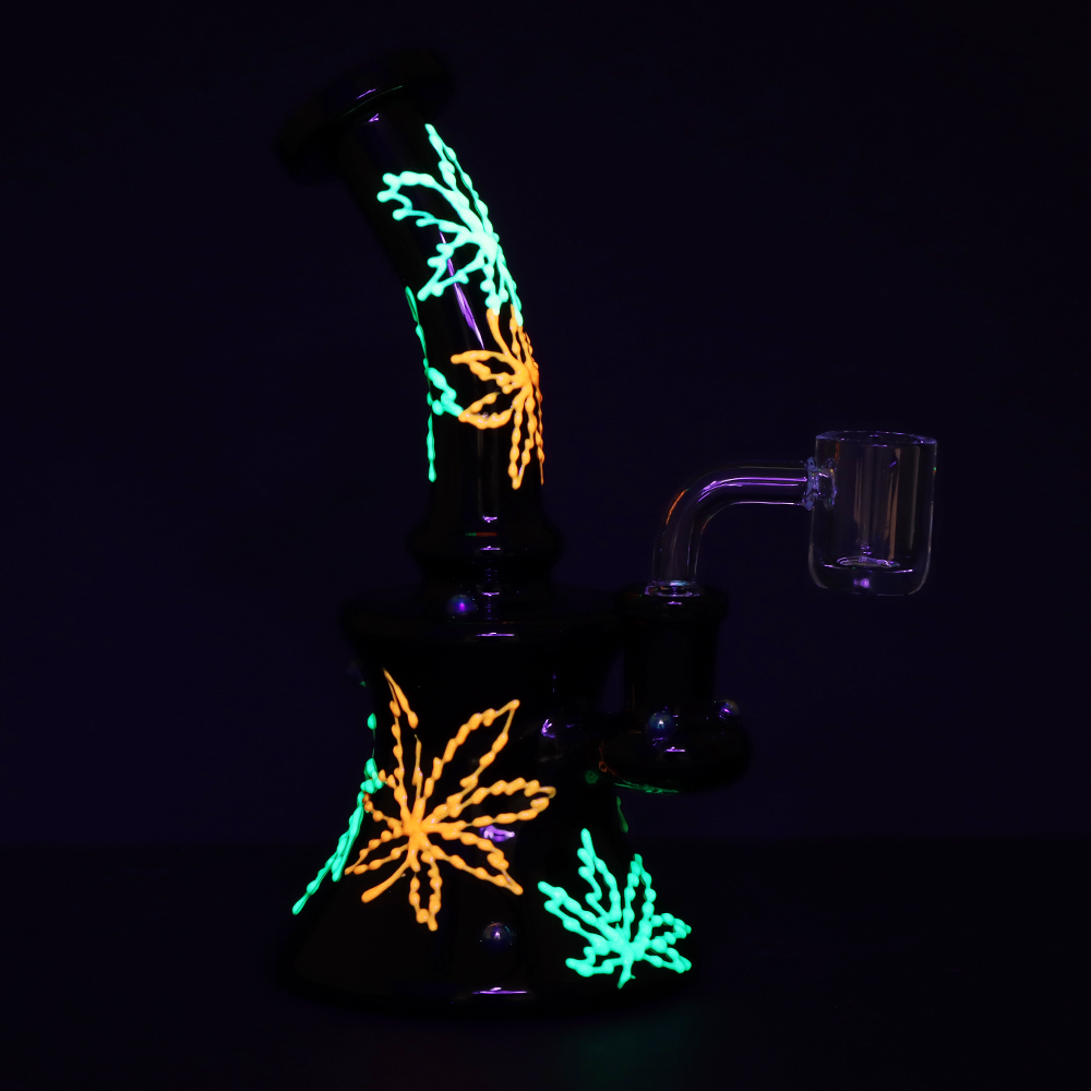 Neon Rasta Leaf Dab Rig | Glow In The Dark