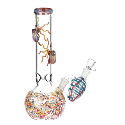 Octopus Frit Bubble Base Bong & Ash Catcher | Back View