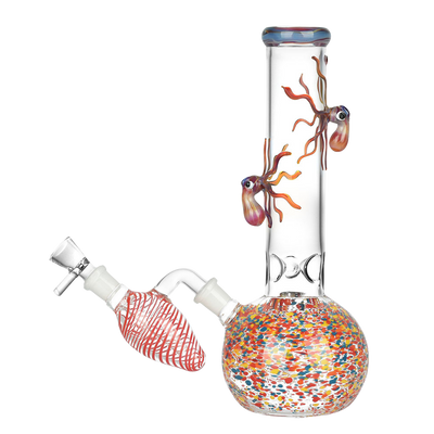 Octopus Frit Bubble Base Bong & Ash Catcher | Side View