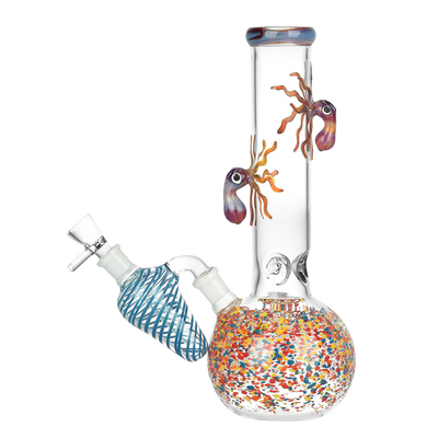 Octopus Frit Bubble Base Bong & Ash Catcher | Side View