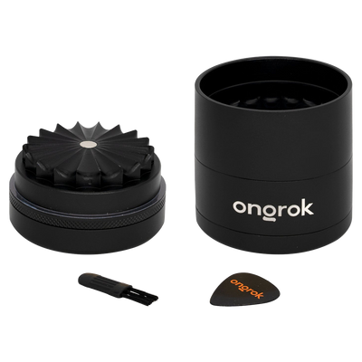 ONGROK Flower Petal Toothless Grinder | 2.2" | Black | Mill Chamber View