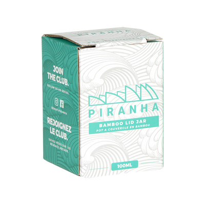 Piranha Bamboo Lid Stash Jar | Extra Small Size | Packaging