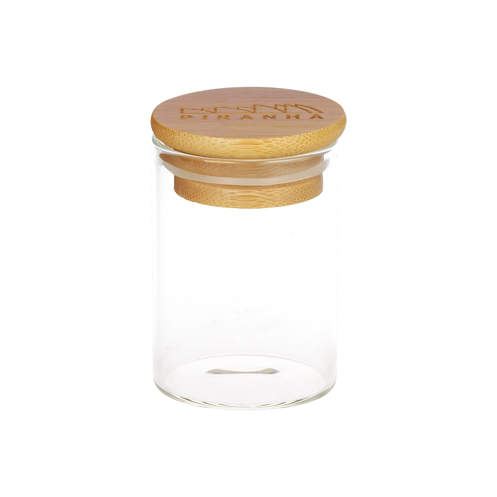 Piranha Bamboo Lid Stash Jar | Extra Small Size | Closed View