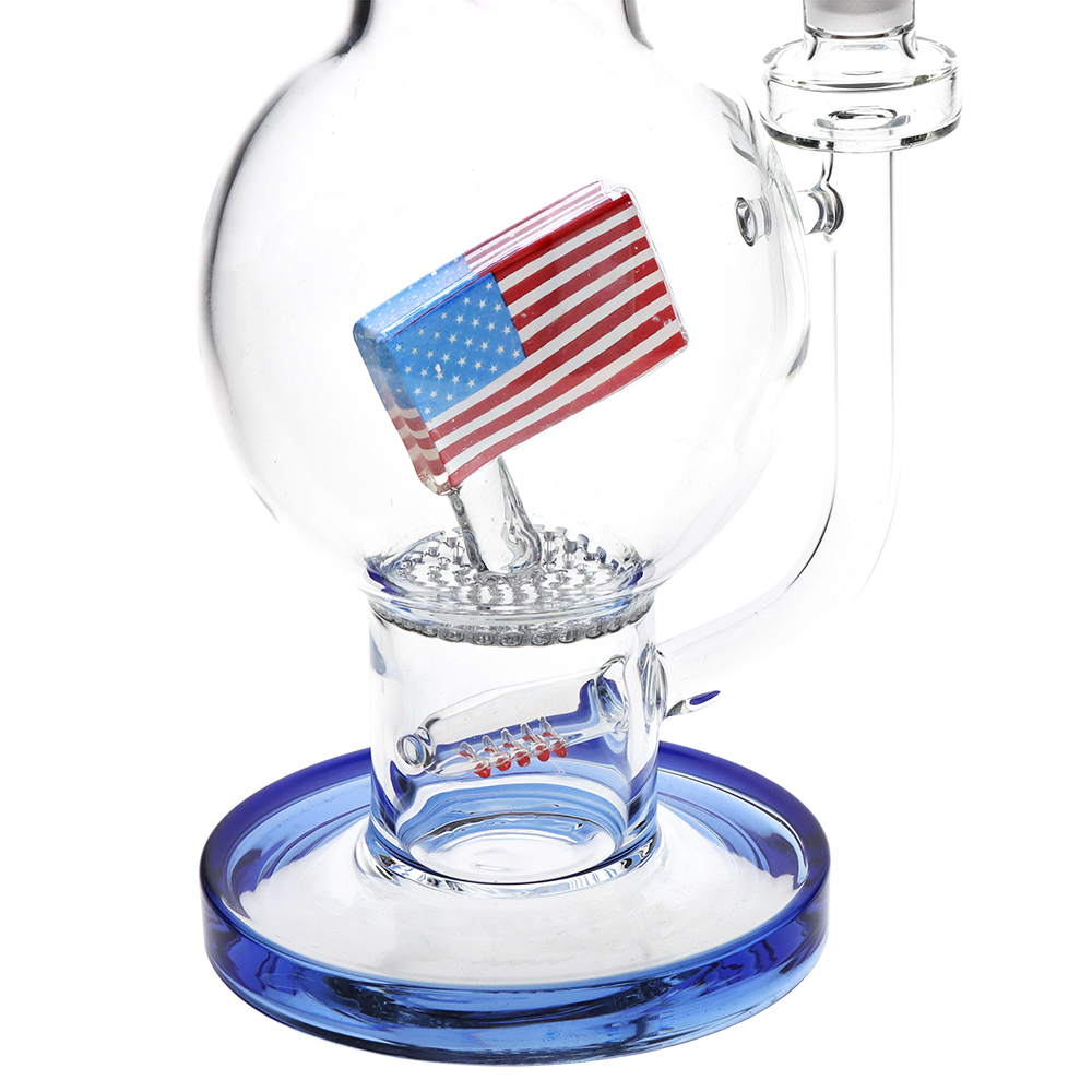 Pulsar American Flag Bubble Bong | Honeycomb & Inline Percolators | Close View