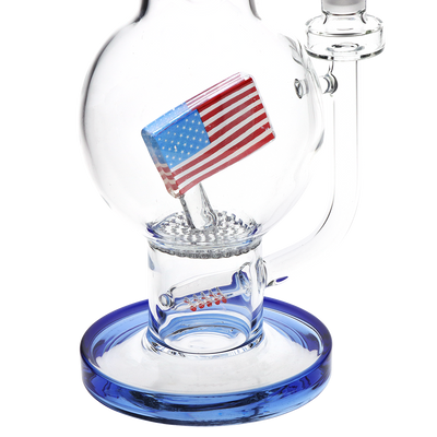 Pulsar American Flag Bubble Bong | Honeycomb & Inline Percolators | Close View