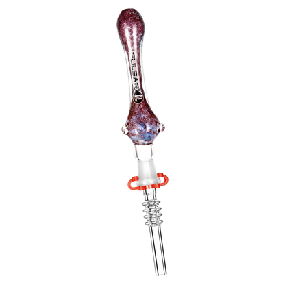 Pulsar Candy Frit Twist Dab Straw | Quartz Tip | Maroon Blue
