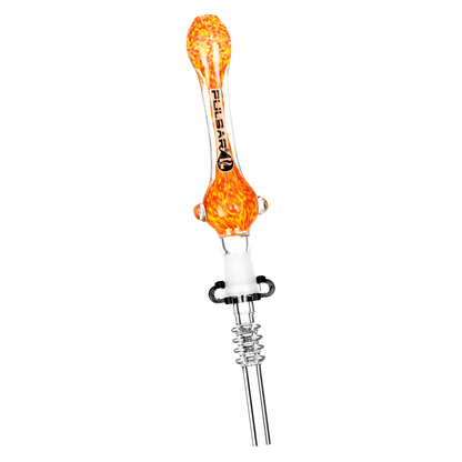 Pulsar Candy Frit Twist Dab Straw | Quartz Tip | Orange Yellow