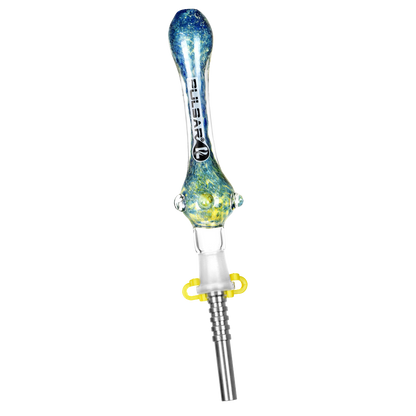 Pulsar Candy Frit Twist Dab Straw | Titanium Tip | Blue Yellow