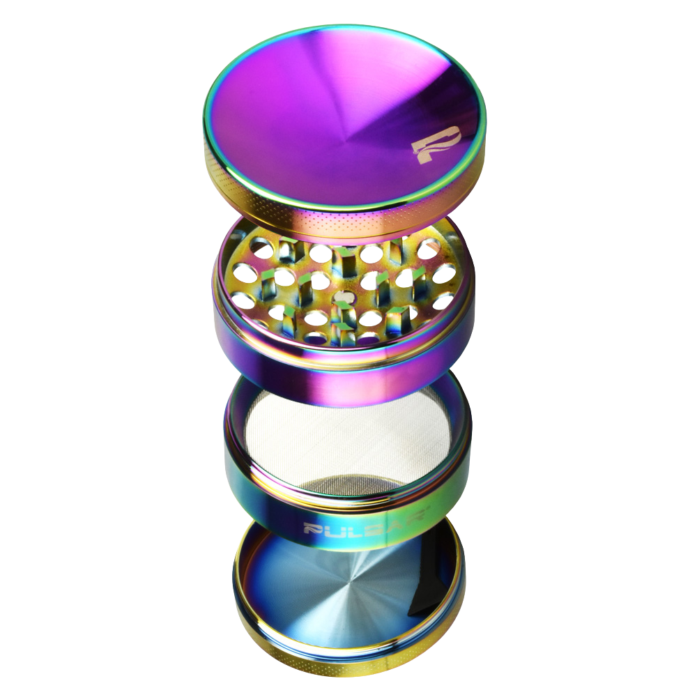 Pulsar Concave Rainbow Anodized Grinder | Pieces Spread View