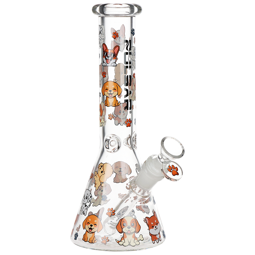 Pulsar Cute Puppies Beaker Bong | Front View