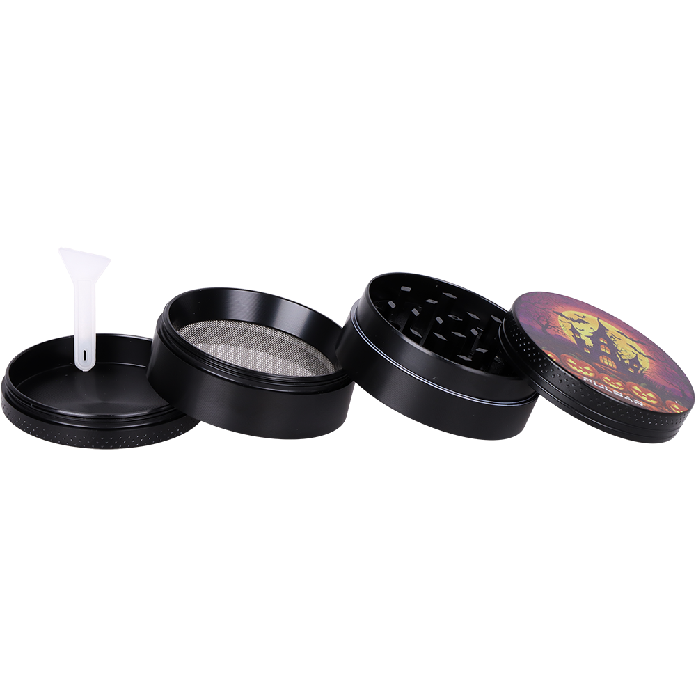 Pulsar Design Series Smoker's Kit | Haunted House | 4 Piece Grinder Spread View
