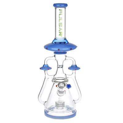 Pulsar Far-Out Visitors Recycler Bong | Blue | Front View